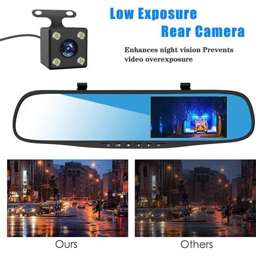 2021 Full HD 1080P Car Dvr Camera Auto 4.3 Inch Rearview Mirror Dash Digital Video Recorder Dual Lens Registratory Camcorder