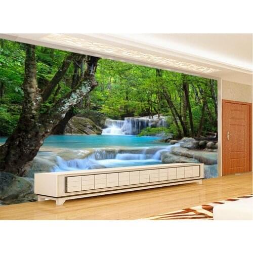 3d mural wallpaper 3d room wallpaper landscape TV backdrop beautiful and romantic woods waterfall