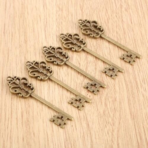 5pcs 57*17mm Keys DIY Handmade Accessories Bronze Key Party Wedding Favors Supplies Key Charm Pendant