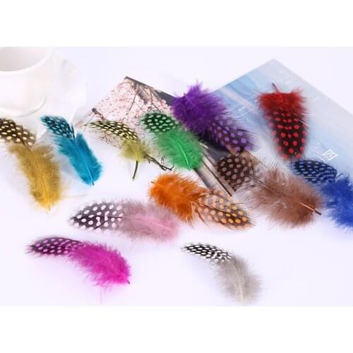 Hot 50-100pcs/lot real Natural Spotted pearl chicken feather 5-10CM DIY Pheasant plumes for Cafts mask jewelry Accessories pluma