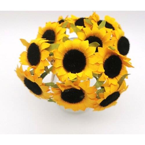 60pcs/lot 4cm Mini Silk Sunflower Artificial Flower Bouquet For Home Wedding Car Decoration DIY Scrapbooking Craft Fake flowers