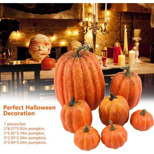 7pcs Artificial Pumpkin Mold White Yellow Halloween Thanksgiving Autumn Harvest Pumpkin Props For Home Halloween Decoration