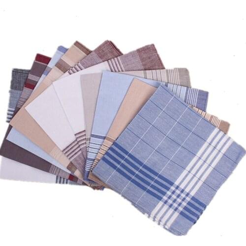 9 5Pcs/lot Multicolor Square Stripe Plaid Handkerchiefs Men Classic Pattern Party Vintage Cotton Pocket Hanky Handkerchief