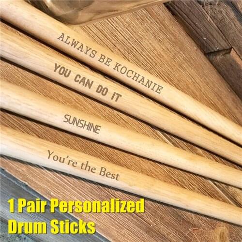 Drumsticks 1 Pair Personalized Custom Drummer Gift Size 5A Laser Engraved Maple Tips Wood Drum sticks Musician Dropshipping -33