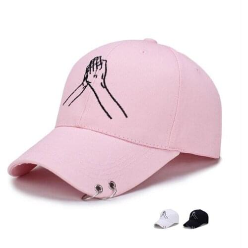 Seioum Hot Selling Bigbang Fashion Iron Ring Ball Hats Adjustable Baseball Cap women black pink baseball cap women white caps
