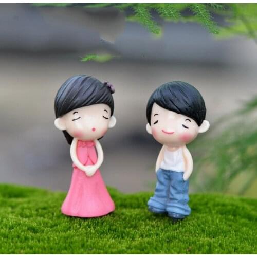 Boy Girl Home Decor Sweety Lovers Couple Chair Figurines Miniatures Terrariums Fairy Garden Moss Children Toy Resin Crafts