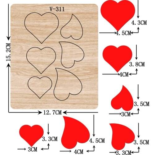 DIY New Love, heart wooden dies cutting dies for scrapbooking Multiple sizes /V-311