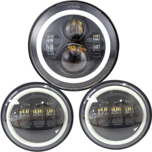 For Motorcycle Electra Glide Softail Fat Boy Touring 7”Inch Motor LED Headlight 4.5 Inch Fog Lamps Motorcycle Accessories