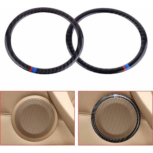 DWCX 2PCS Carbon Fiber Car Door Speaker Sticker Decorative Loudspeaker Circle Sticker Cover Trim Fit for BMW 3 Series E90 X1 E84
