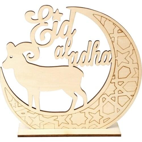 Islam Eid Ramadan Mubarak DIY Decorations Gift Wooden Pendant Moon And The Sheep Ramadan Set Crescent Home Decor Craft