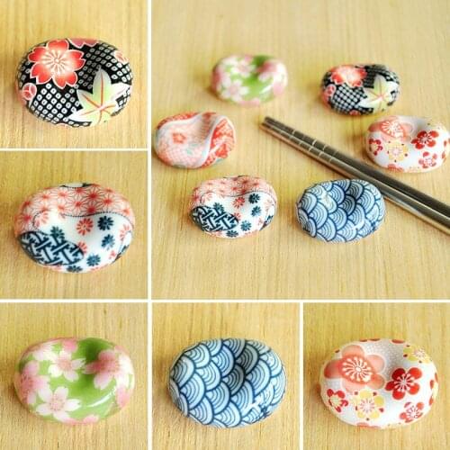 Ceramic Chopstick Rest Japanese Chopsticks Spoon Decorative Chop Sticks Holder Rack Spoon Fork Stand Kitchen Tools Tableware
