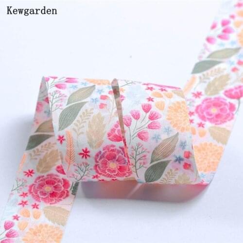Kewgarden 1.5" 40mm Floral Ribbons Handmade Tape Sewing Crafts DIY Make Hair Bow tie Accessories Gift Packing 10 Yards