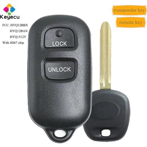 KEYECU Remote Control Car Key With 3B & Transponder Key With 4D67 Chip - FOB for Toyota FJ Cruiser 2007 08, Highlander 2004-2007