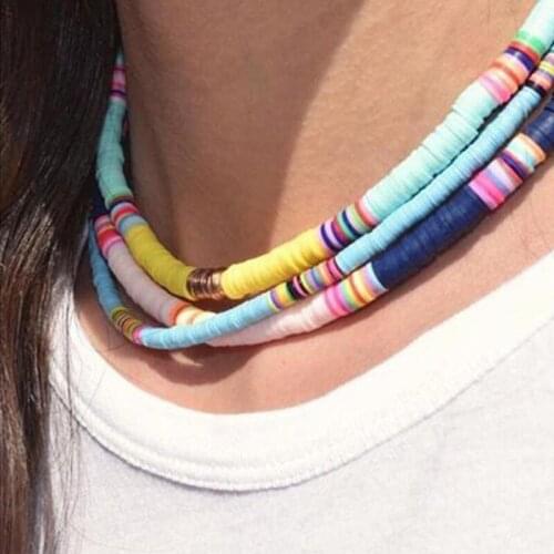 KSRA Boho Polymer Clay Choker Necklace For Women Handmade Colorful Chocker Necklace Femme Jewelry