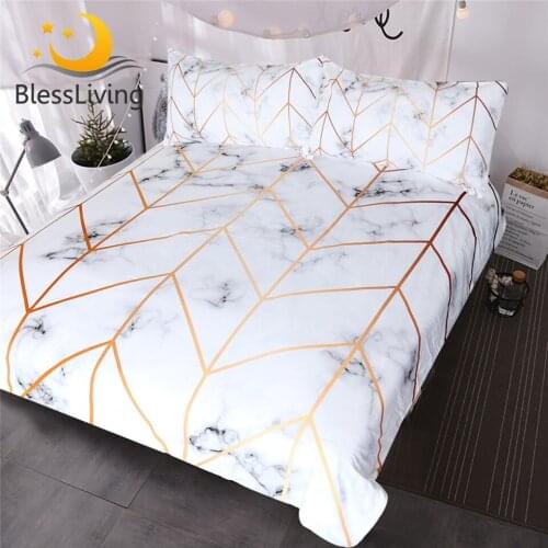 Marble Texture Bedding Set Black White Golden Duvet Cover Set 3-Piece Stylish Bed Cover Inspired Bedclothes Nature