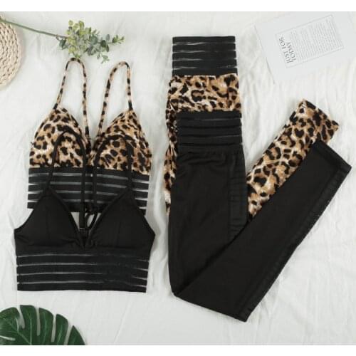 Woman Tracksuits Sport Printed Suit Fitness Two Piece Set Mesh Seamless Leggings Crop Top Sports Bra Tracksuit 2 Piece Set Women