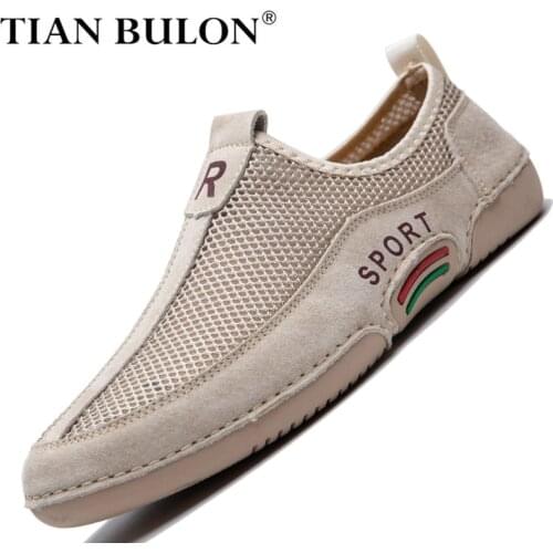 Summer Men Casual Shoes Leather Designer Mesh Sneakers Men Lightweight Mens Loafers Breathable Boat Driving Shoes Zapatos Hombre