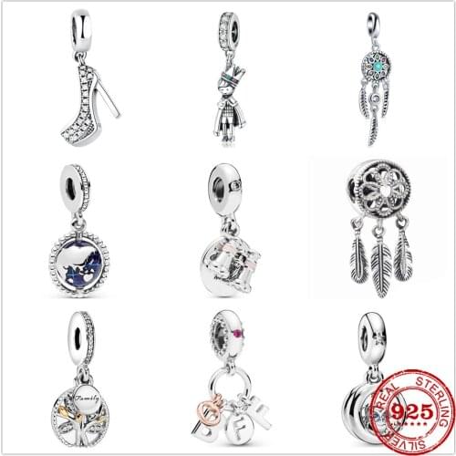 Hot Selling 100% genuine 925 sterling silver sparkling family tree friend heart charm bead charms fit original pandora bracelets