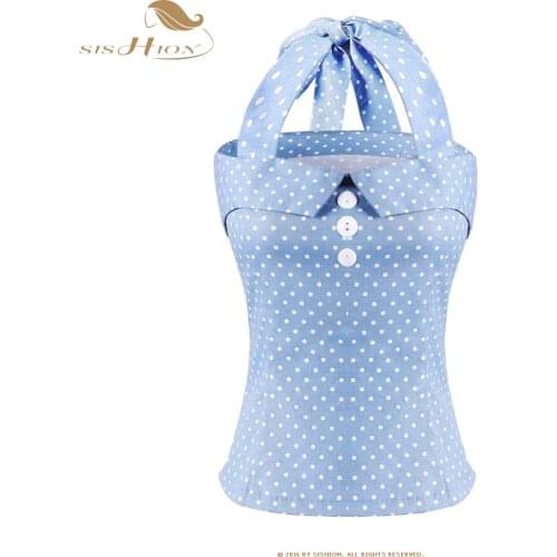 Fashion Vintage Sexy Ladies Crop Tops Women polk dot Tank Tops Slim Backless Short camis SP1171