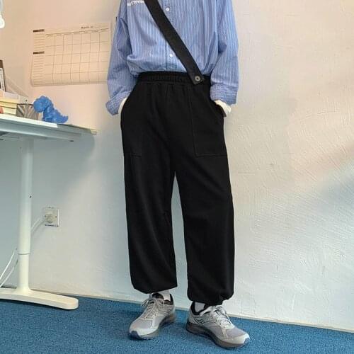 2021 Mens Detachable Belt Loose Straight Casual Pants Trendy Personality Sweatpants Black/gray Color Trousers Plus Size M-2XL