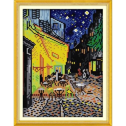 Van Gogh coffee shop cross stitch kit lanscape garden 14ct 11ct count printed canvas stitching embroidery handmade plus