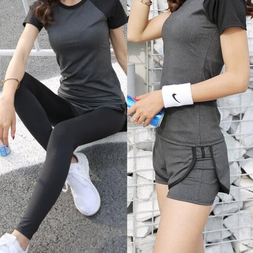 2021 New Fitness Clothes Sports Running Clothes Ladies Casual Plus Size Stretch Fake Two-piece Sports Long Shorts