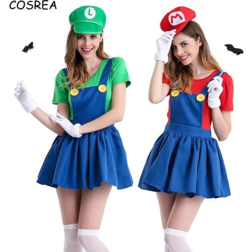 New Year Super Cosplay Costumes Family Funy Luigi Bros Plumber Purim Costume Fancy Dress Christmas Party