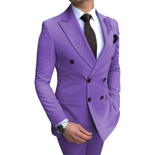 New Style Men Suits Lilac Groom Tuxedos Peak Lapel Groomsmen 2 Pieces Wedding Best Man ( Jacket+Pants+Tie ) C982