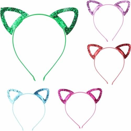 Fashion Can flip Sequins Cat Ear Girl Hairband Sexy Cat Ears Kid Hair Accessories For Women Party Cartoon Headband