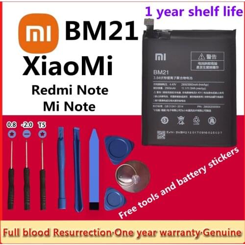 Xiao Mi 100% Orginal BM21 3000mAh Battery for Xiaomi Mi Note BM21 3GB RAM 5.7" High Quality Phone Replacement Batteries + Tools