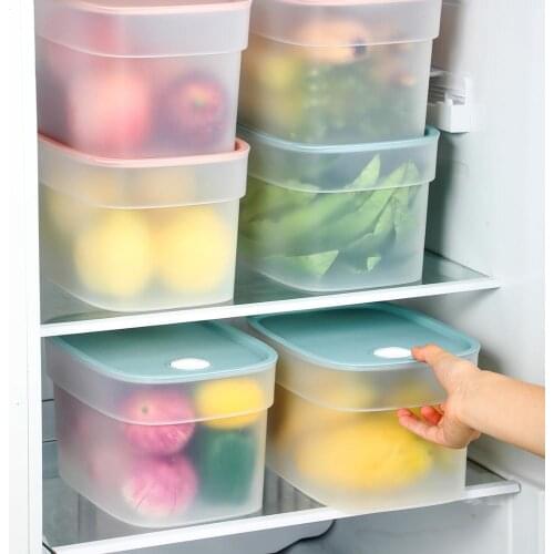 Plastic Transparent Refrigerator Storage Box Large Kitchen Fruits Vegetables Storage Organizers With Dustproof Covers