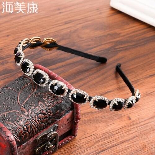 Haimeikang Baroque Inlaid Simple Personality Hair band Beautiful Girl Wild Street Hair Accessories Simple Rhinestone Headband