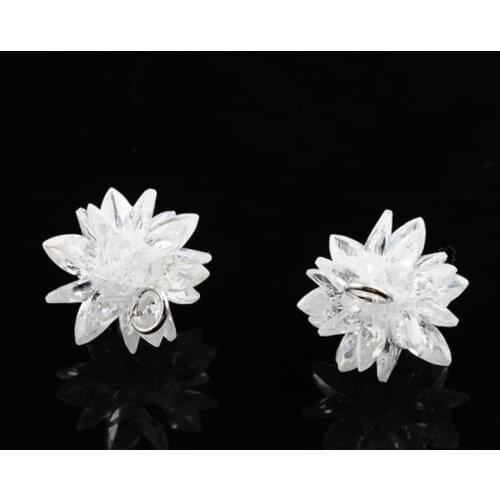 2PCS Fashion DIY Handmade Zircon eyeball Earrings Jewelery Findings Ice Flower Shape Earring Accessory y1286