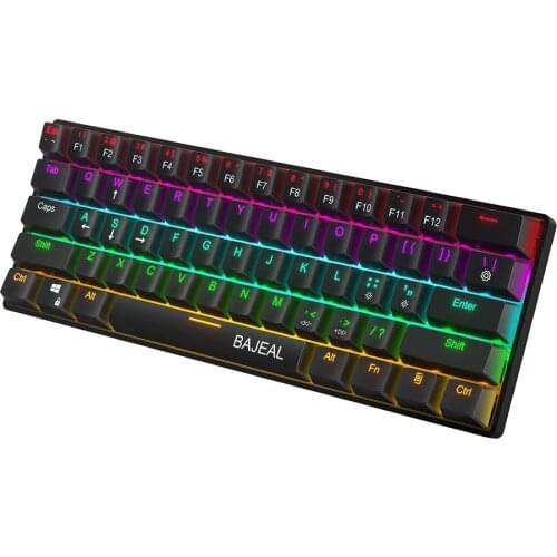 Wired Mechanical Keyboard with 61 Keys Double Shot Keycaps 6/N-key Rollover LED Backlit Effect Blue Switches mechanical keyboard