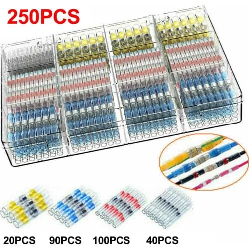 250Pcs Practical Electrical Waterproof Seal Heat Shrink Butt Terminals Solder Sleeve Wire Connectors