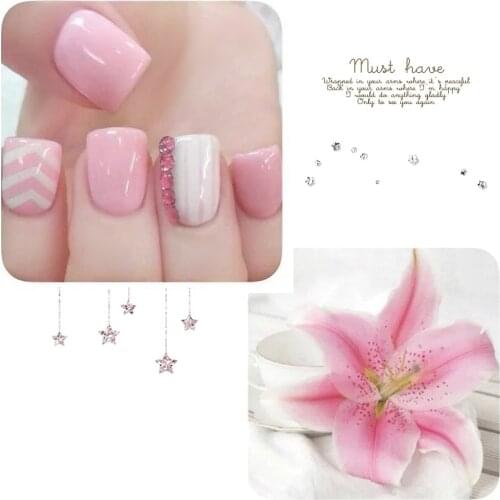 Super cute pink color false nails 24pcs with diamond decoaration Short size full design nail tips Japanese pure color fake nails