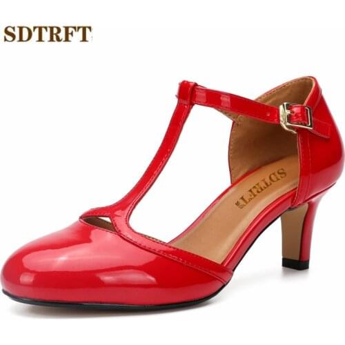 SDTRFT ladies Stilettos 6cm thin high heels Sandals sexy Cosplay D'Orsay Buckle pumps womens T-strap wedding shoes zapatos muje