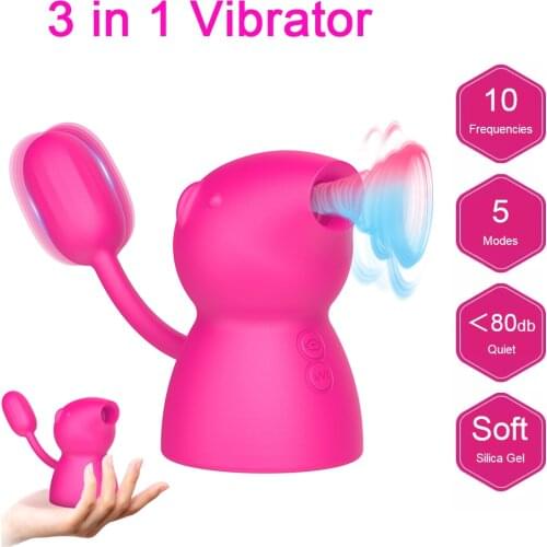 Piggy Nipple Licking Massage 3 In 1 Tongue Vibrating Vagina Sucking Vibrator Clitoris Stimulator Sex Toys for Women
