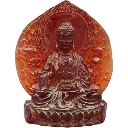 High imitation amber miscellaneous antiques antique crafts high imitation Succinum Buddha backlight