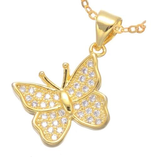 Fashion Jewelry Shining Zircon Butterfly Charms Womens Necklaces Diy Crafts Handmade Chain Necklaces Chokers Bijoux Femme