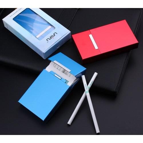 Women Magnetic Flip Cigarette Case Box Aluminium Alloy Women Cigarette Herb Case Metal Cigar Box Hold 20pcs Fine Cut Cigarette