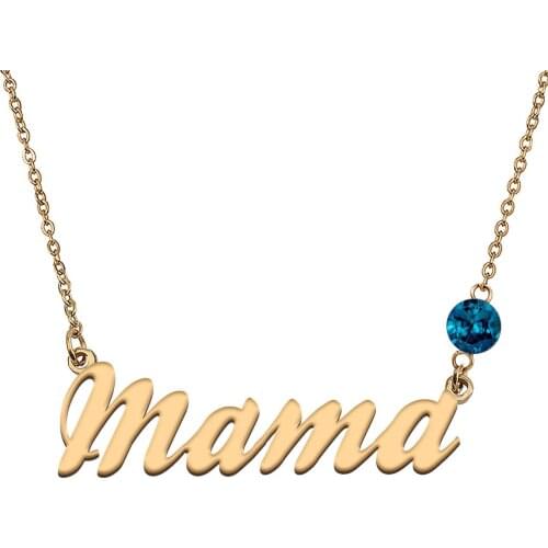 Custom Name Necklace Personalized Birthstone for Women Stainless Steel Real Gold Plated Mom Birthday Gift Jewelry Arabic Hebrew