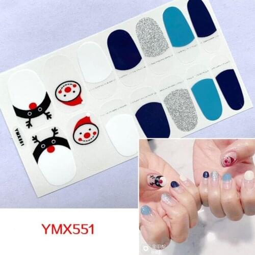 Newest 1 Sheet Santa Claus Snowman Design Nail Adhesive Stickers Christmas New Year Nail Decals Wraps Manicure Decoration Tools