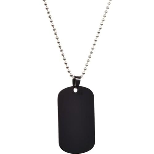 1Pcs Brightly Dog Tag Badge Name Necklace Military Smooth Pendant with Beads Chain Stainless Steel Necklace For Women Men N18