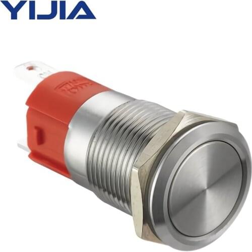 CNWX 16mm 10A High Current Flat Head Self Reset Metal Push Button 1NO GQ16AF-10/S