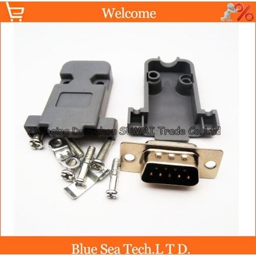 20sets NEW Male connector DB9 socket/Plug 9pin +shell sets RS232 serial ports COM communication interface
