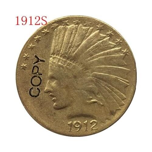 24- K gold plated 1912-S Indian head $10 gold coin COPY