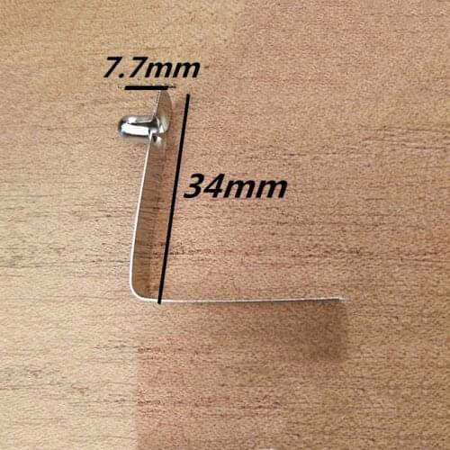 50PCS,5mm Button Diameter x 7.7mm Height , 7mm width x 34cm Length, Nickle plated V Shaped Flat Spring Button Clips Supplier