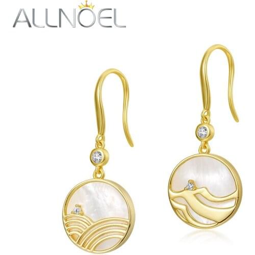 ALLNOEL Brass Hoop Earring For Women White Shell Zircon Round Romantic Copper Hip Hop Earring 2021 Trend Anniversary Fashion New