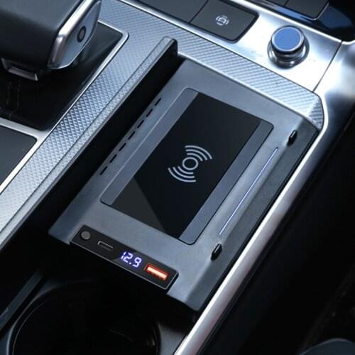 For Audi A6L A6 A7 C8 2019 2020 15W Car Charger Central Control Cigarette Lighter Install Mobile Phone wireless Fast Charging